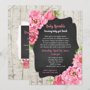 Invitation Peonies + Birch baby sprinkl + tombola de couche