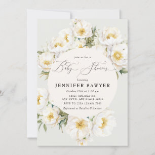 Invitation Peonies blanches Baby shower photo