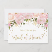 Invitation Peonies blanches Pink Floral Be My Maid of Honor (Devant)