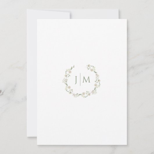 Invitation Peonies blanches Verdure Feuille Mariage de couron (Dos)