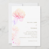Invitation Peonies Blush Gold Elegant Mariage de croquis flor (Devant)