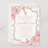Invitation Peonies Blush Rose & Gold Christening (Devant)