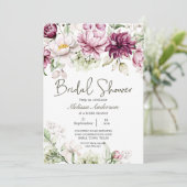 Invitation Peonies Bourgogne rose Fête des mariées florale (Debout devant)