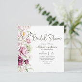Invitation Peonies Bourgogne rose Fête des mariées florale (Debout devant)