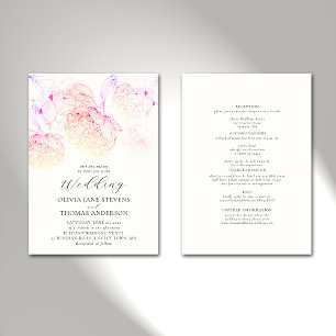 Invitation Peonies Croqueter Élégant Floral tout en un seul M