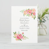 Invitation Peonies d'aquarelle de printemps QR Code RSVP Mari (Debout devant)