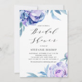 Invitation Peonies d'aquarelle violet Fête des mariées floral (Devant)