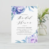 Invitation Peonies d'aquarelle violet Fête des mariées floral (Debout devant)