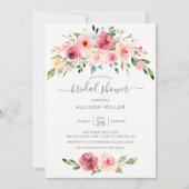 Invitation Peonies de printemps Rose Fête des mariées florale (Devant)