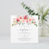 Invitation Peonies de printemps Rose Floral Baptism Invitatio (Debout devant)