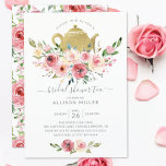 Invitation Peonies de printemps Rose Floral Fête des mariées<br><div class="desc">Belle aquarelle peinte à la main avec une palette de couleurs vives au printemps pour ajouter une touche d'élégance à votre événement.</div>