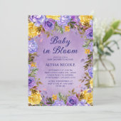 Invitation Peonies de Roses Jaunes Violet Bébé en Fleur (Debout devant)