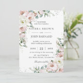 Invitation Peonies d'ivoire rose doux Mariage floral (Debout devant)