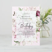 Invitation Peonies élégant anniversaire (Debout devant)