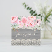 Invitation Peonies en dentelle en bois de la grange Anémones  (Debout devant)