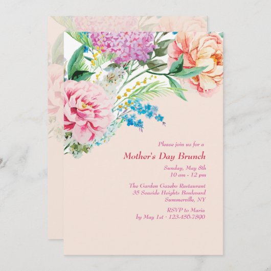 Invitation Peonies et Lilacs (Devant / Derrière)