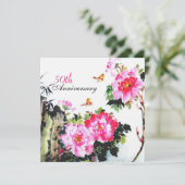 Invitation Peonies et papillons/Anniversaire Mariage (Debout devant)