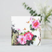 Invitation Peonies et papillons/Invitations personnalisés tou (Debout devant)