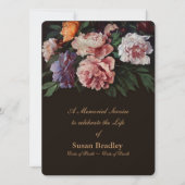 Invitation Peonies Floral Peinture 2 Service Mémorial (Devant)