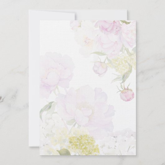 Invitation Peonies Hydrangea Pastel Baby shower d'aquarelle (Dos)