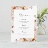 Invitation Peonies in Bloom Wedding Menu Card (Debout devant)