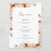 Invitation Peonies in Bloom Wedding Menu Card (Devant)