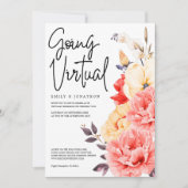 Invitation Peonies Magnolia Aquarelle Aller mariage virtuel (Devant)