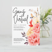 Invitation Peonies Magnolia Aquarelle Aller mariage virtuel (Debout devant)