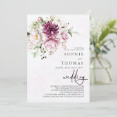 Invitation Peonies mariage élégant (Debout devant)