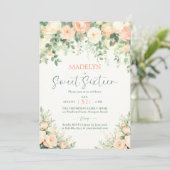Invitation Peonies Pink Peach Script Elegant Photo Sweet 16 (Debout devant)