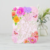 Invitation Peonies romantiques Jardin Rose Meilleure maman (Debout devant)