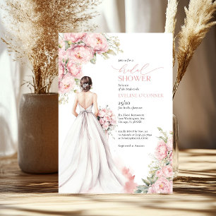 Invitation Peonies romantiques Robe rose vierge