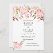 Invitation Peonies rose moderne Fleur sauvage Mariage de verd (Devant)
