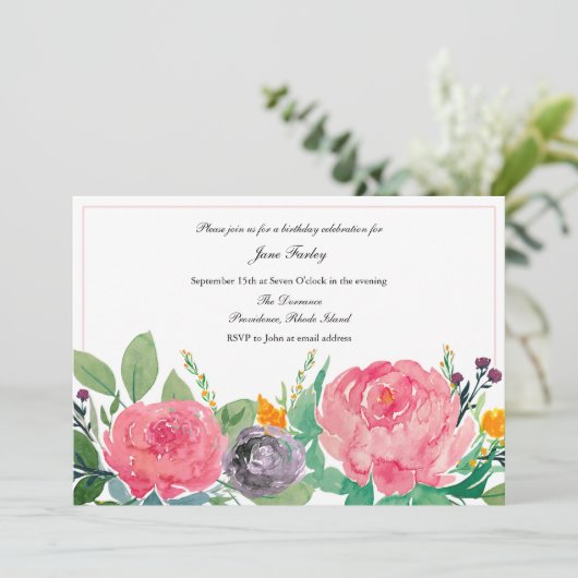 Invitation Peonies roses (Debout devant)