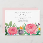 Invitation Peonies roses (Devant / Derrière)