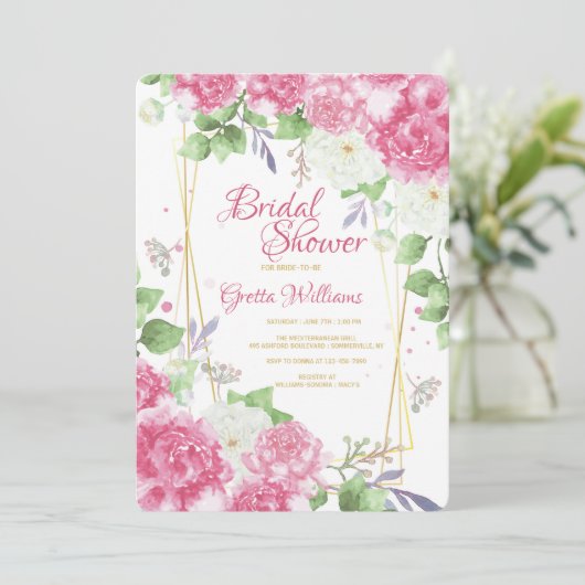 Invitation Peonies roses (Debout devant)