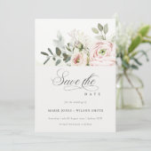 Invitation Peonies Roses Douces Eucalyptus Sauver La Date (Debout devant)