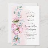 Invitation Peonies roses et Fête des mariées verdoyante (Devant)