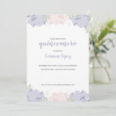 Invitation Peonies roses et violettes Quinceanera Party (Debout devant)