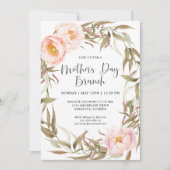 Invitation Peonies roses Fleur Wreath Fête des mères Brunch (Devant)
