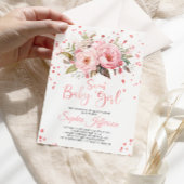 Invitation Peonies Roses Fleurs Douces Bébé Fille Douche