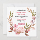 Invitation Peonies roses, Fleurs sauvages, Mariage de couronn (Devant)