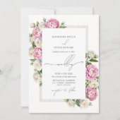 Invitation Peonies & Roses Floral Elégant Jardin Mariage (Devant)