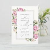 Invitation Peonies & Roses Floral Elégant Jardin Mariage (Debout devant)