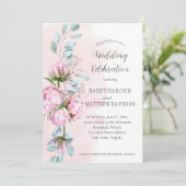 Invitation Peonies Roses, Lave Rose, Mariage Verdoyant (Debout devant)