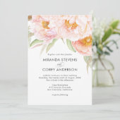 Invitation Peonies roses luxuriantes Aquarelle Mariage Floral (Debout devant)
