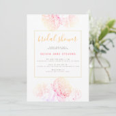 Invitation Peonies roses Or Elegant Fête des mariées moderne (Debout devant)