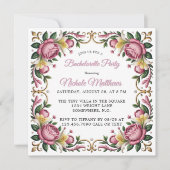 Invitation Peonies roses Rococo Frame Bachelorette (Devant)