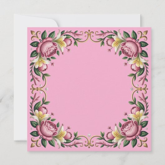 Invitation Peonies roses Rococo Frame Brunch & Bubbly (Dos)