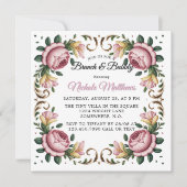 Invitation Peonies roses Rococo Frame Brunch & Bubbly (Devant)